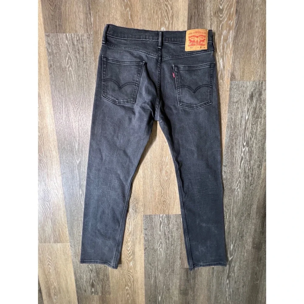 Levi's 513 Slim Straight Jeans Mens 32x32 Black Faded Denim Pants